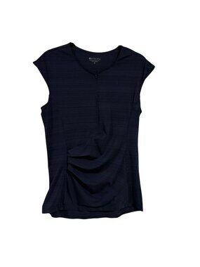 Athleta Pacifica Wrap Front 1/2 Zip Navy Blue Tee Size M